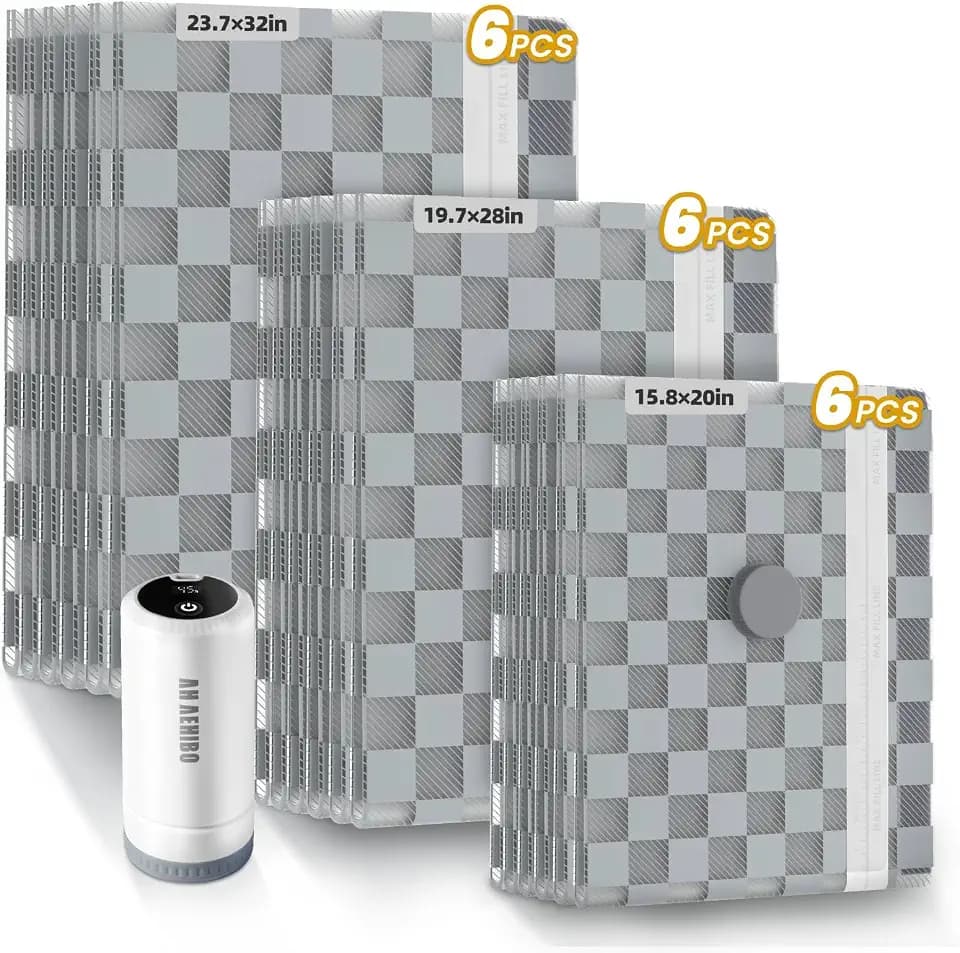 18 Pack Vacuum Storage Bags for Travel with Pump,Space Saver for Clothes