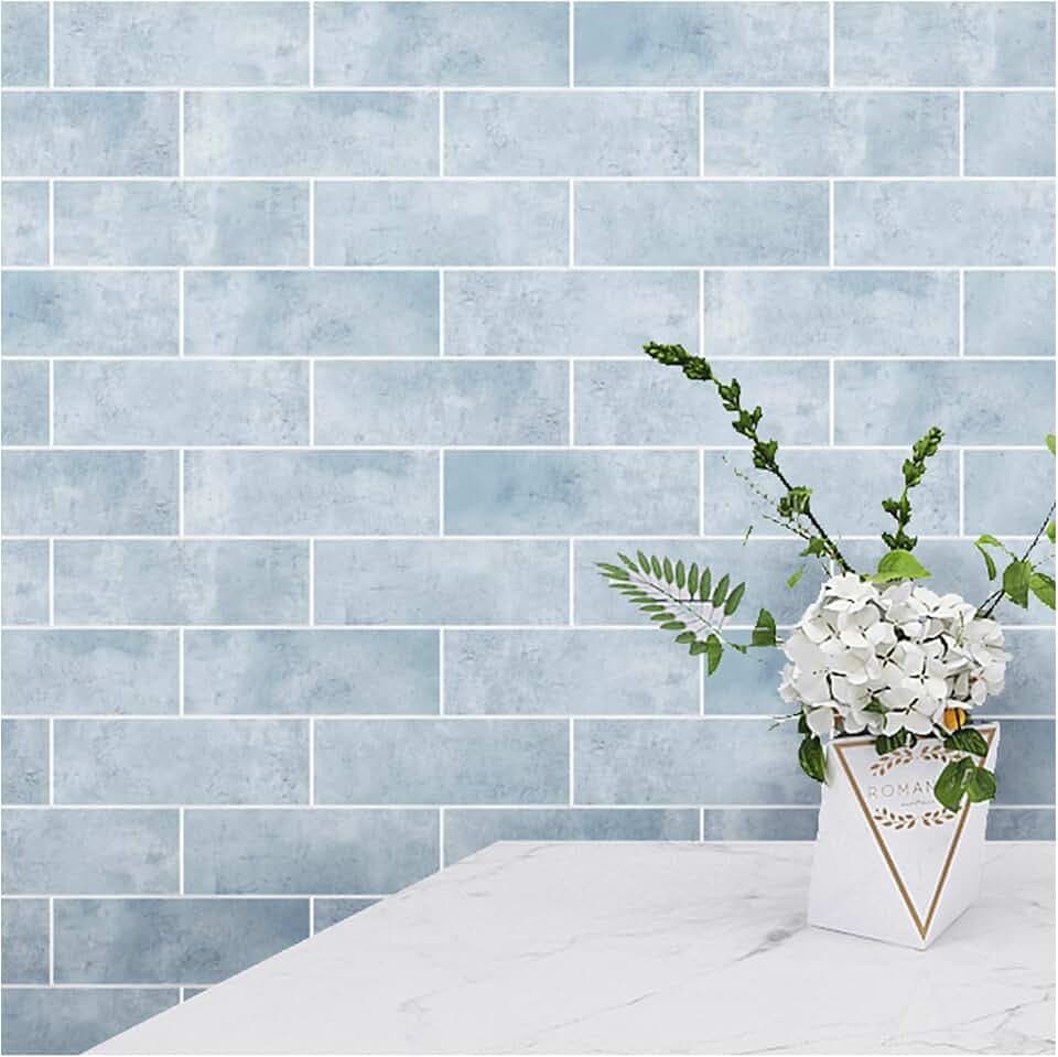 Tilingview 30 PCS Peel and Stick Backsplash Tile for Kitchen/Bathroom/Living Room, 3"x 9" Self-Adhesive Subway Tile for Backsplash, Imitation Glazed Tiles/Handmade Tiles (Matte Pastel Blue)