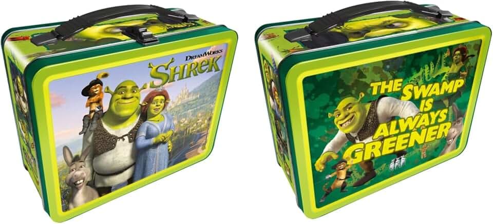 AQUARIUS Shrek Fun Box - Sturdy Tin Storage Box with Plastic Handle & Embossed Front Cover - Officially Licensed Merchandise & Collectible Gift