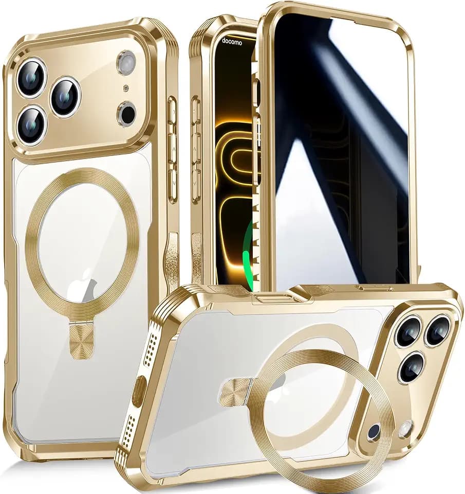 Magnetic Privacy Case for iPhone 17 Pro Case with Ring Stand, 6.3"
