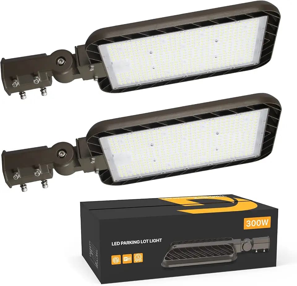 300W LED Parking Lot Lights 45000lm 5000K Slip Fit Mount 2-Pack