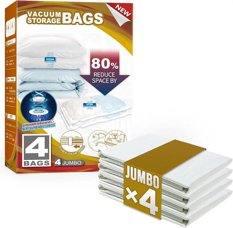 TAILI 4 Pack Vacuum Storage Bags, Jumbo Size (31×40 inch), Cream