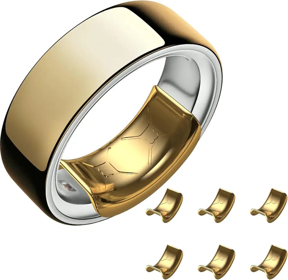 SZJCLTD 6 Pack Size Adjuster for Oura Ring Gen4/3 & Samsung Galaxy Ring, Upgraded Invisible TPU Sizer, Reusable Adhesive Spacer for Loose Rings (Gold, S)