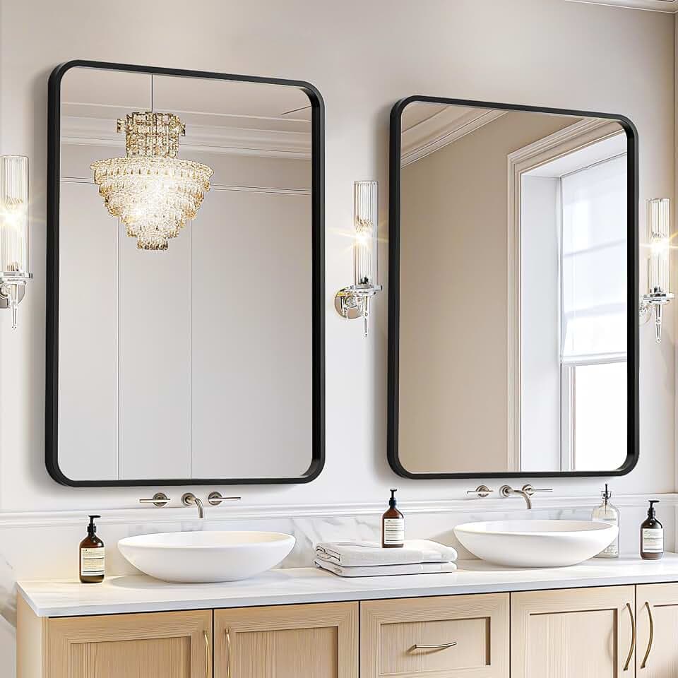 USHOWER 2-Pack Black Bathroom Mirrors Over Sink 22 x 30 Inch