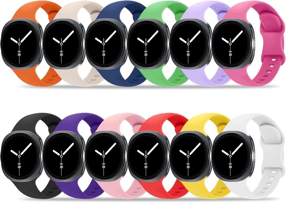 12 Stück Armbänder kompatibel mit Samsung Galaxy Watch 9/8 40 mm 44 mm/Galaxy Watch 8 Classic 46 mm/Galaxy Watch Ultra 47 mm Band für Damen und Herren, keine Lücke, weiches Silikon