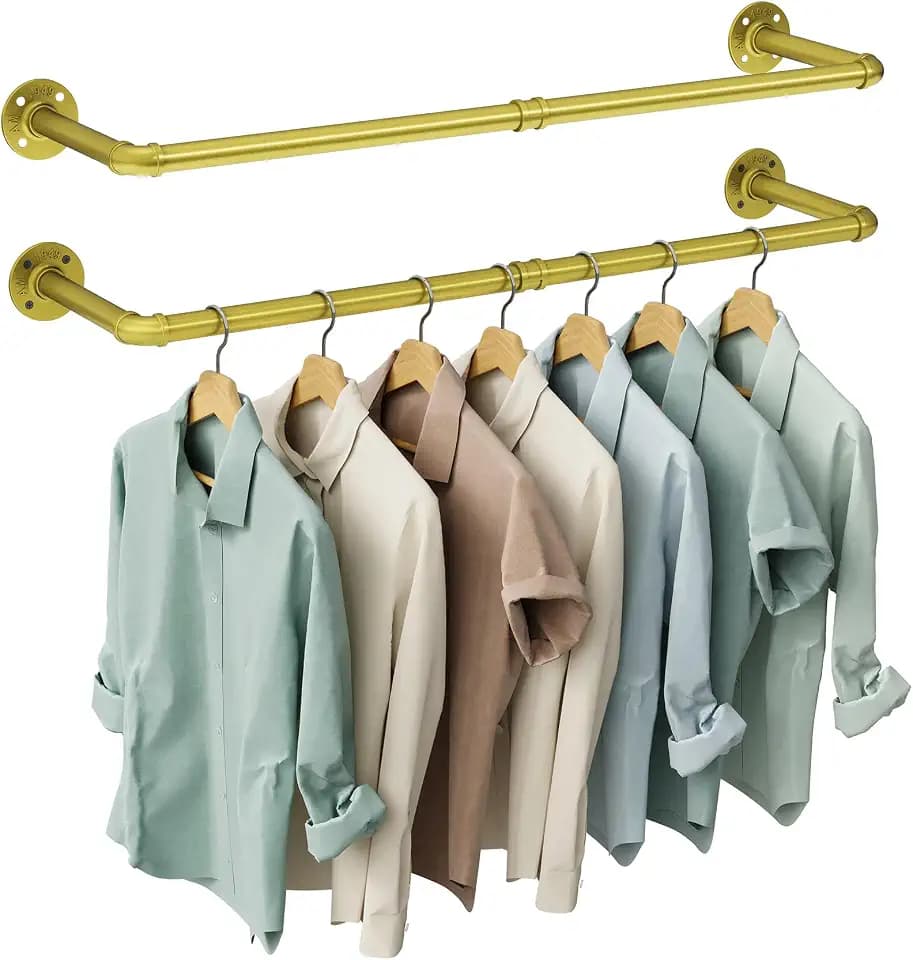 OROPY 38.4" Industrial Pipe Clothes Rack Wall Mounted, Heavy Duty, 2 Pack
