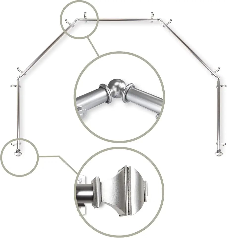 13/16" Moyat 5-Sided Bay Window Curtain Rod - Satin Nickel