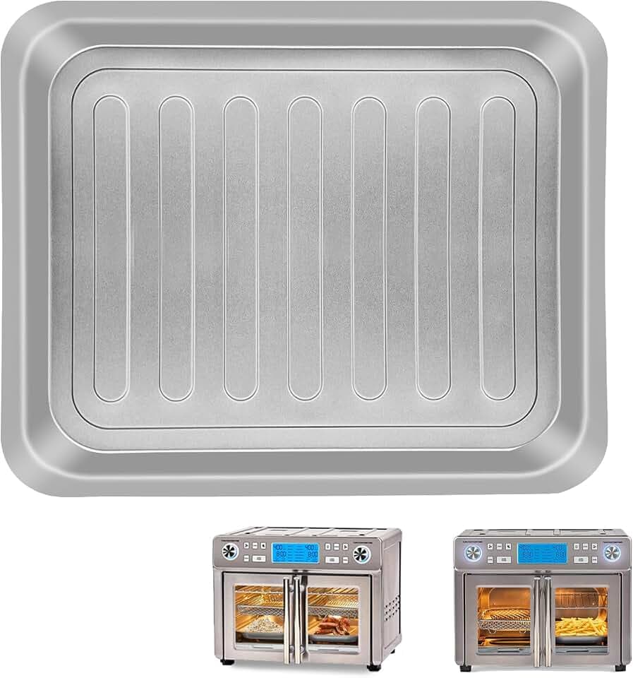 GCQ Air Fryer Tray for Emeril Lagasse Dual Zone 360 Oven 25 QT Extra Large, 14''×12'' Steel Air Fryer Accessories Grill Pan Grill Plate Crisper Plate Replacement Parts Rack