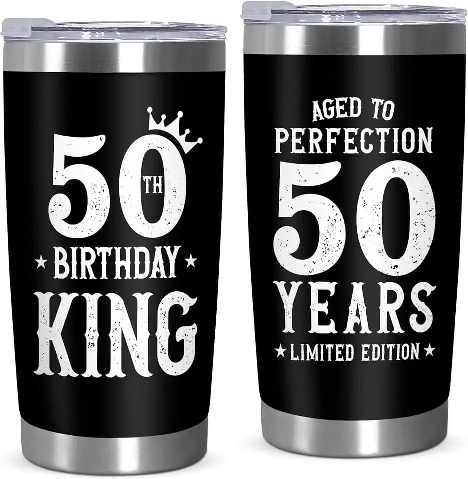50th Birthday Gifts for Him - Fifty Insulated Tumbler with Lid 20 oz - Funny 1976 Birthday Gifts for Men Dad Uncle Brother, Funny Gift for Husband, Tumbler Gift for 50 Year Old Man
