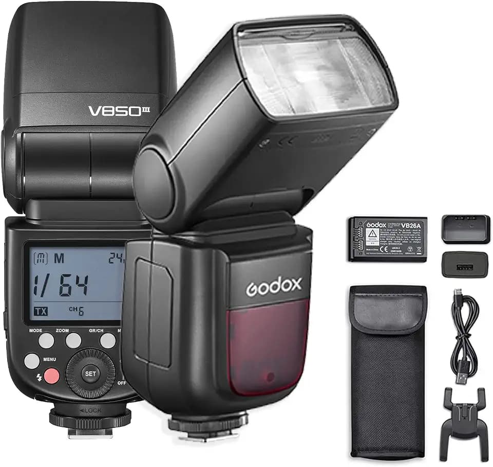 Godox V850III Kamerablitz Speedlite 76Ws, 2600mAh Lithiumbatterie, 1,5s Wiederaufladezeit, 2,4G X Wireless, 1/8000s HSS-Blitzgerät für Canon, Nikon, Sony-Kamera