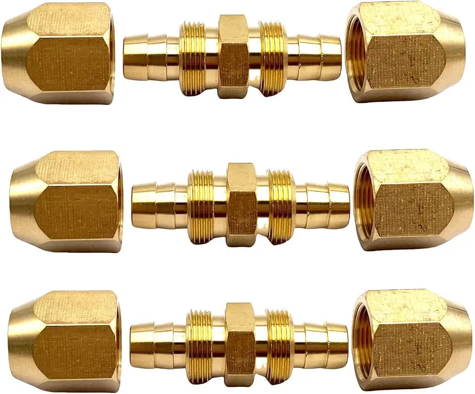 3Pcs 3/8 Air Hose Repair Kits,Brass 3/8 Air Hose Fittings Reusable Hose Splicers Repair Kit for 3/8-Inch ID Hose