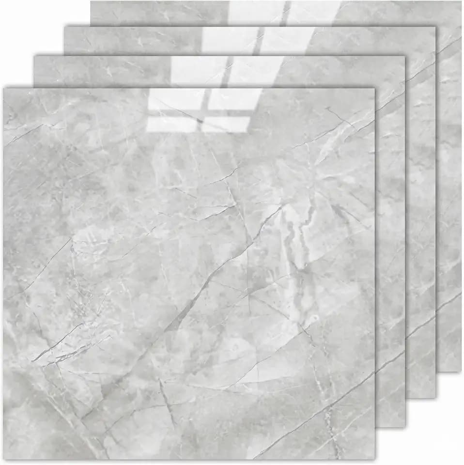 Premium Marble Effect Wall Tile Stickers - 30x30cm PVC+SXP Self-Adhesive Backsplash Peel & Stick | Waterproof Removable for Kitchen Bathroom RV (Starry Grey, 30 Tiles)