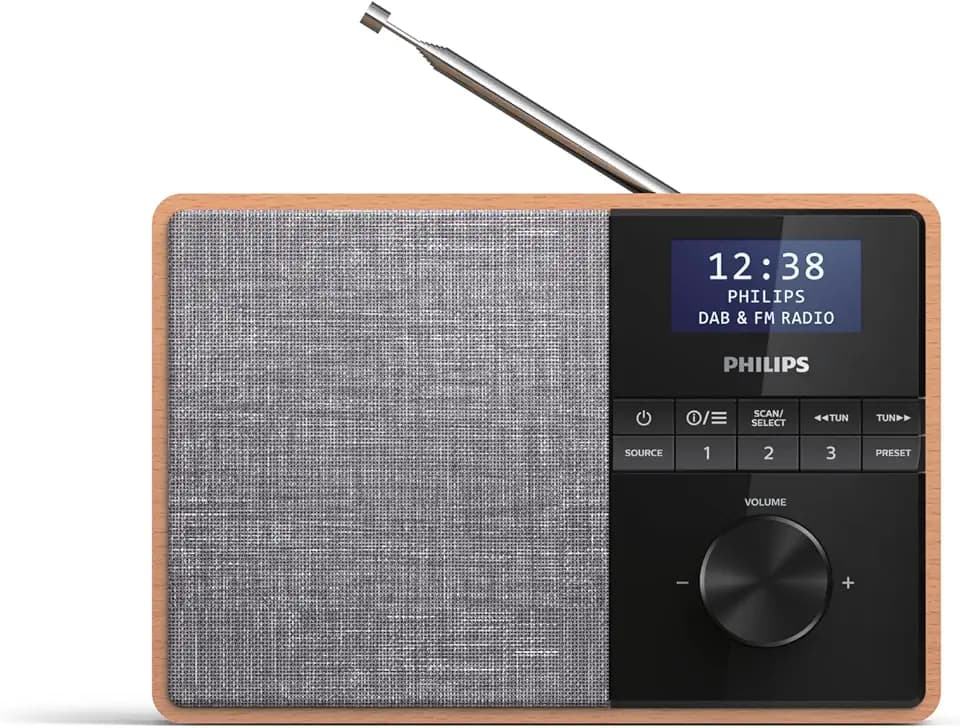 Philips R5505/10 Radio Mit Bluetooth (Holzgehäuse, DAB+/UKW-Radio, 3"-Breitband-Lautsprechertreiber, Küchentimer, Küchenradio, Stromnetz Oder Batteriebetrieben)