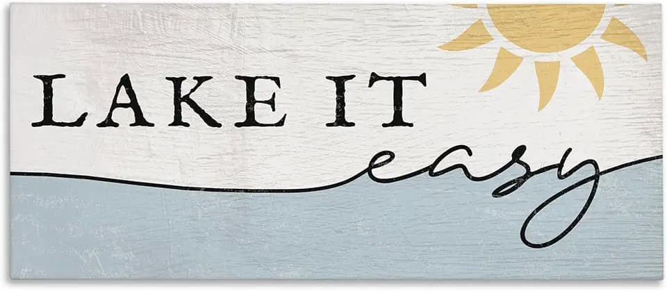 Stupell Industries Nautical Pun Lake It Easy, 13 x 30 Inch Canvas Wall Art