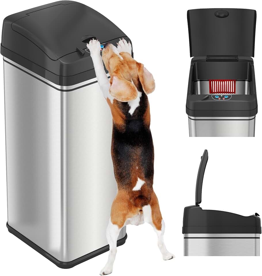 iTouchless 50 Liter / 13 Gallon Sensor 2.0 Kitchen Trash Can with Lid Lock