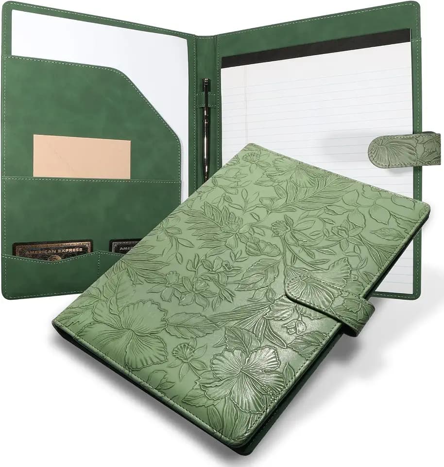 Professional Padfolio Portfolio Binder, Textured Embossing Faux Leather