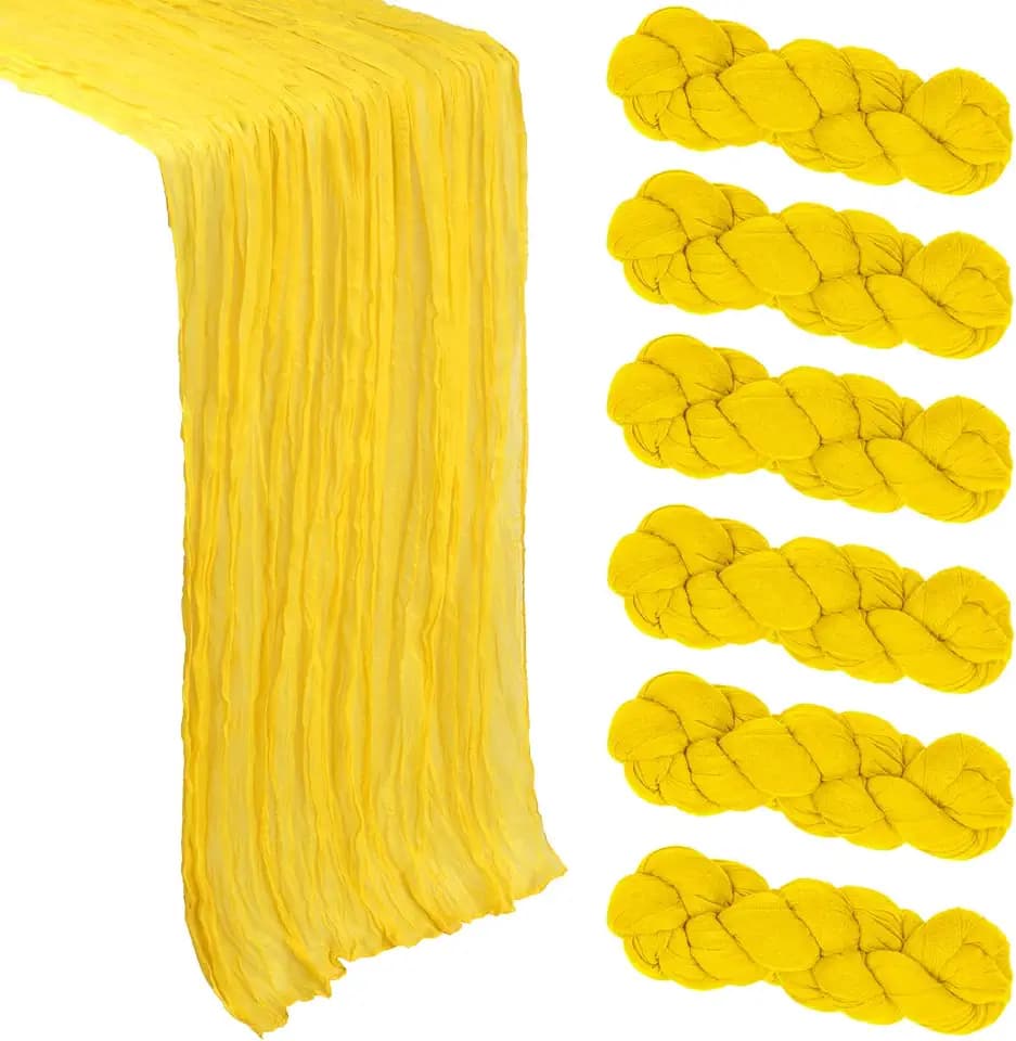 6 Pack 35 x 120 Inch Lemon Yellow Table Runner Cheesecloth