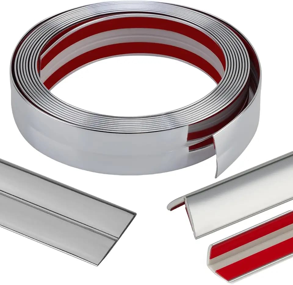 22 Feet Flexible Inside & Outside Corner Trim Molding, Peel and Stick Molding Trim for Walls, Corner Trim molding, wall Corner Protector (Silver, Width 1.6 in)