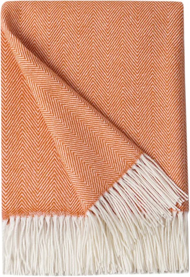 BOURINA Orange Throw Blanket Soft Herringbone Throw Outdoor Blanket 50"x60"