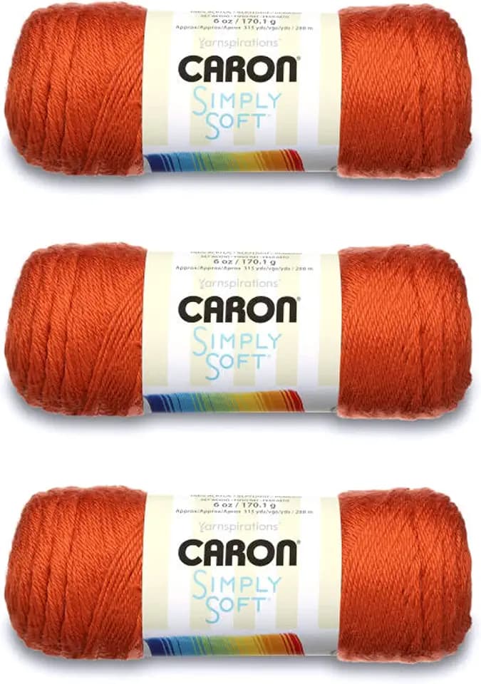 Caron Simply Soft Yarn for Crocheting & Knitting, Pumpkin, 3-Pack