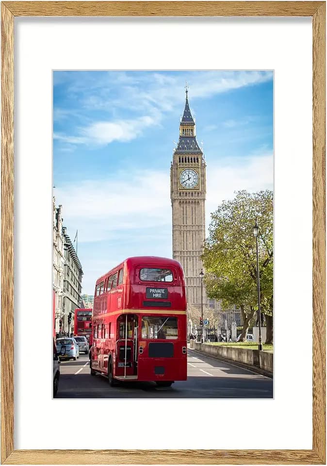 wyooxoo 16x24 Picture Frame, Rustic Solid Wood Carbonized Brown Photo Frames -Display 12x18 Photos with Mat or 16x24 Without - Horizontal and Vertical for Wall