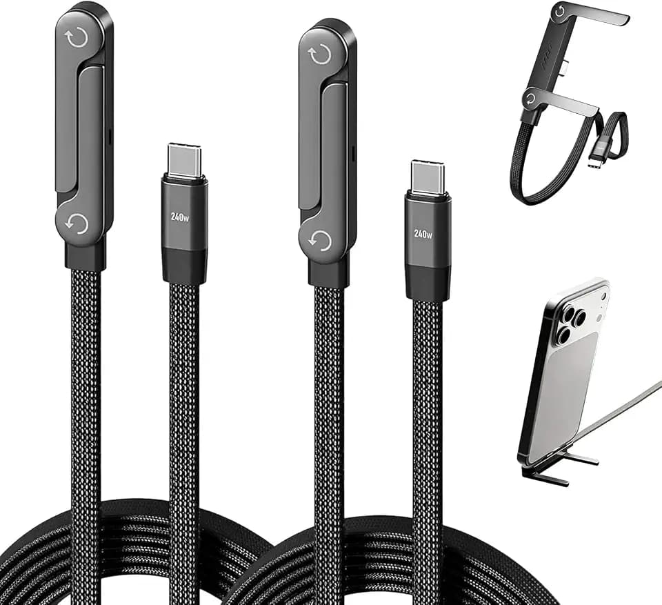 2 Stück 2-in-1 Ladekabel mit Ständer: 240 W ladekabel usb c