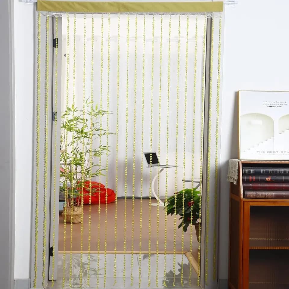 YaoYue Crystal Beaded Door Curtain, Yellow, 35.5×79in