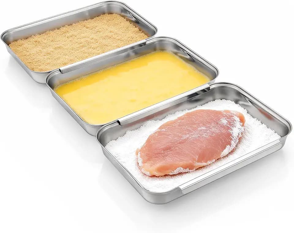 FANGSUN Breading Trays Set of 3, Stainless Steel Breading Station