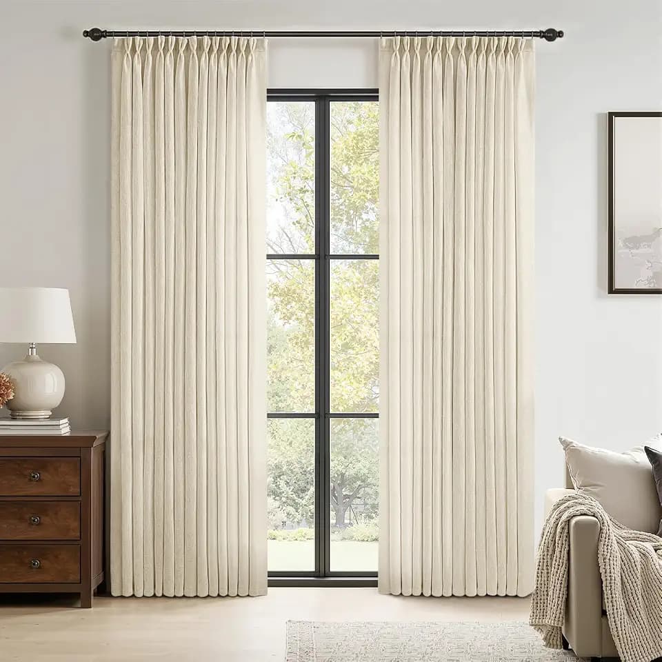 MIULEE Linen Pinch Pleated Linen Curtains 2 Panels 40W x 90L
