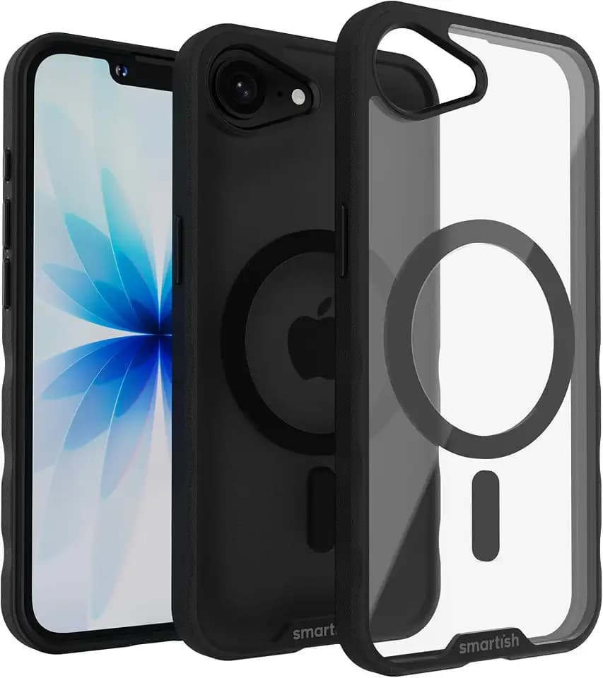 Smartish iPhone 17e/16e Clear Case MagSafe, Gripmunk, Grip, Clearly Black