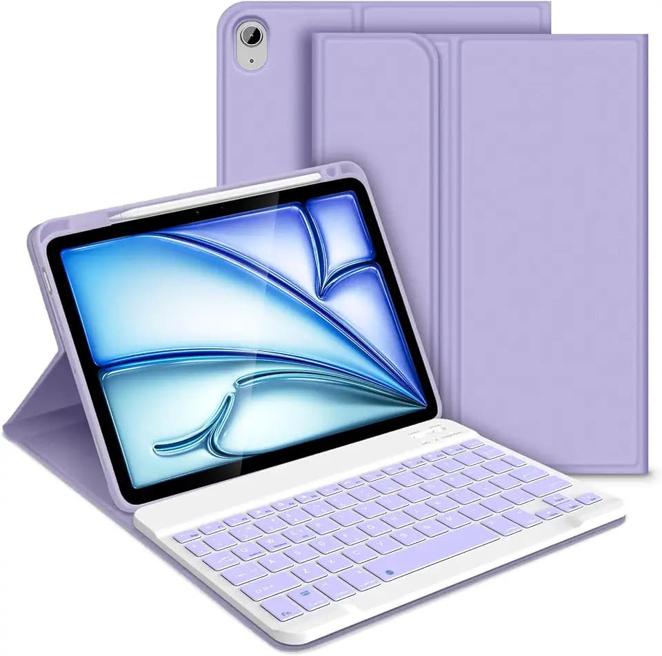 Bettdow für iPad Air 6 11" M2 2024 Tastatur Hülle, Lila (Spanisch)