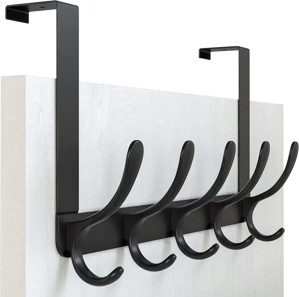 WEBI Over The Door Hooks for Hanging,Door Hanger,Over The Door Towel Rack Coat Rack Towel Hanger for Coats,Clothes,Bathroom,Black