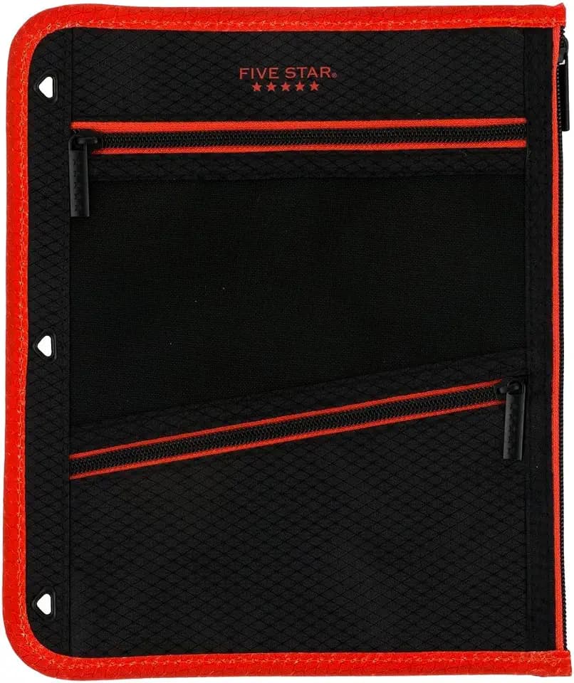 Five Star Pencil Pouch, Pen Case, 3-Pocket Zipper Pouch, Fits 3-Ring Binder, Random Color Shipped, 1 Count (50642)