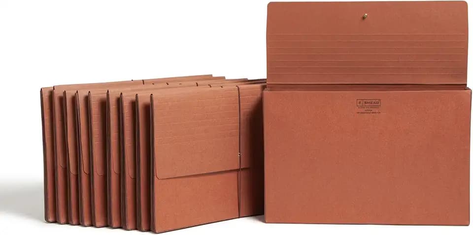 Smead Redrope Expanding File Wallet, Expanding File Organizer, Accordion Folder for Documents, Flap/Cord Closure, 5-1/4" Expansion, Tear-Resistant, Legal Size, 10 per Box (71111)