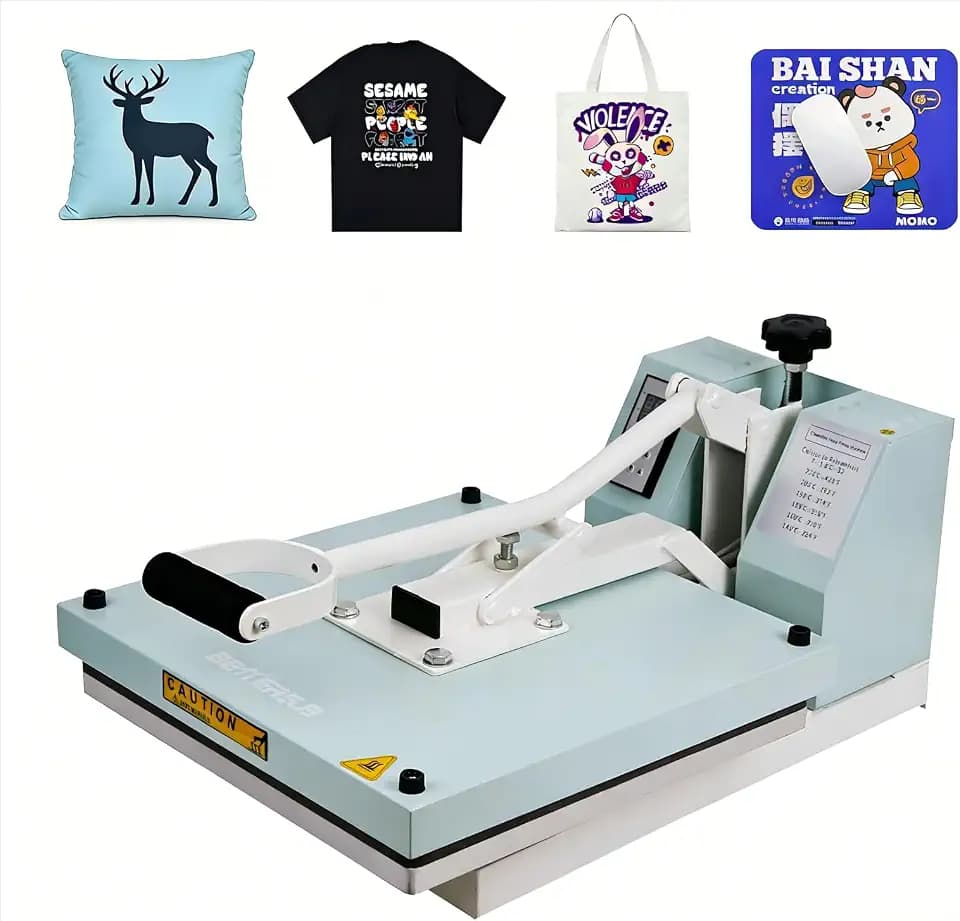 BetterSub 15x15 Heat Press Machine for T-Shirts, Industrial Sublimation & Heat Transfer – Digital LCD Control, Teflon Coated Surface, Clamshell Design, Safe Durable (Teal)