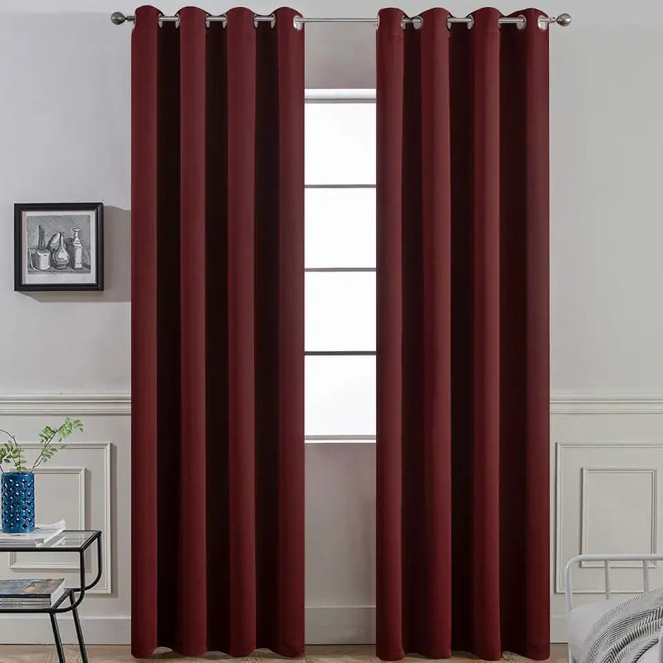 Yakamok Room Darkening Curtains 52x96 inch Length Burgundy Red-Living Room
