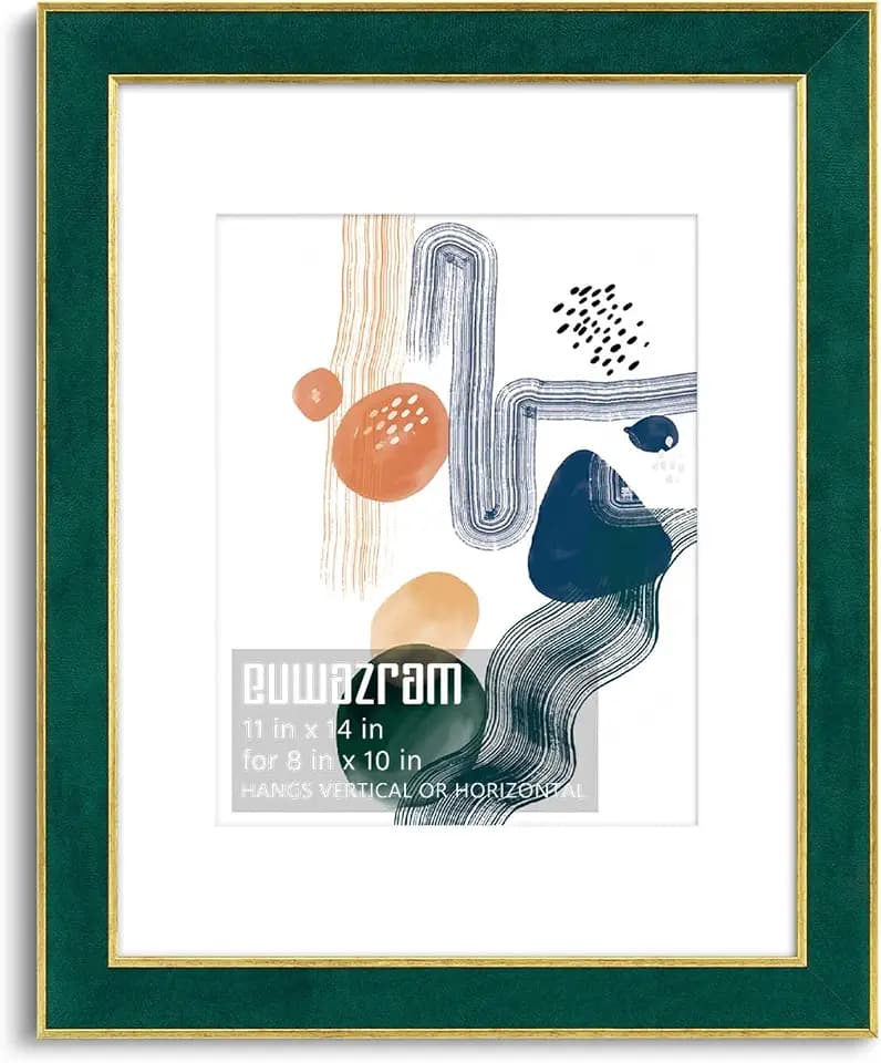11x14 Poster Frame with Mat for 8x10, Suede Green