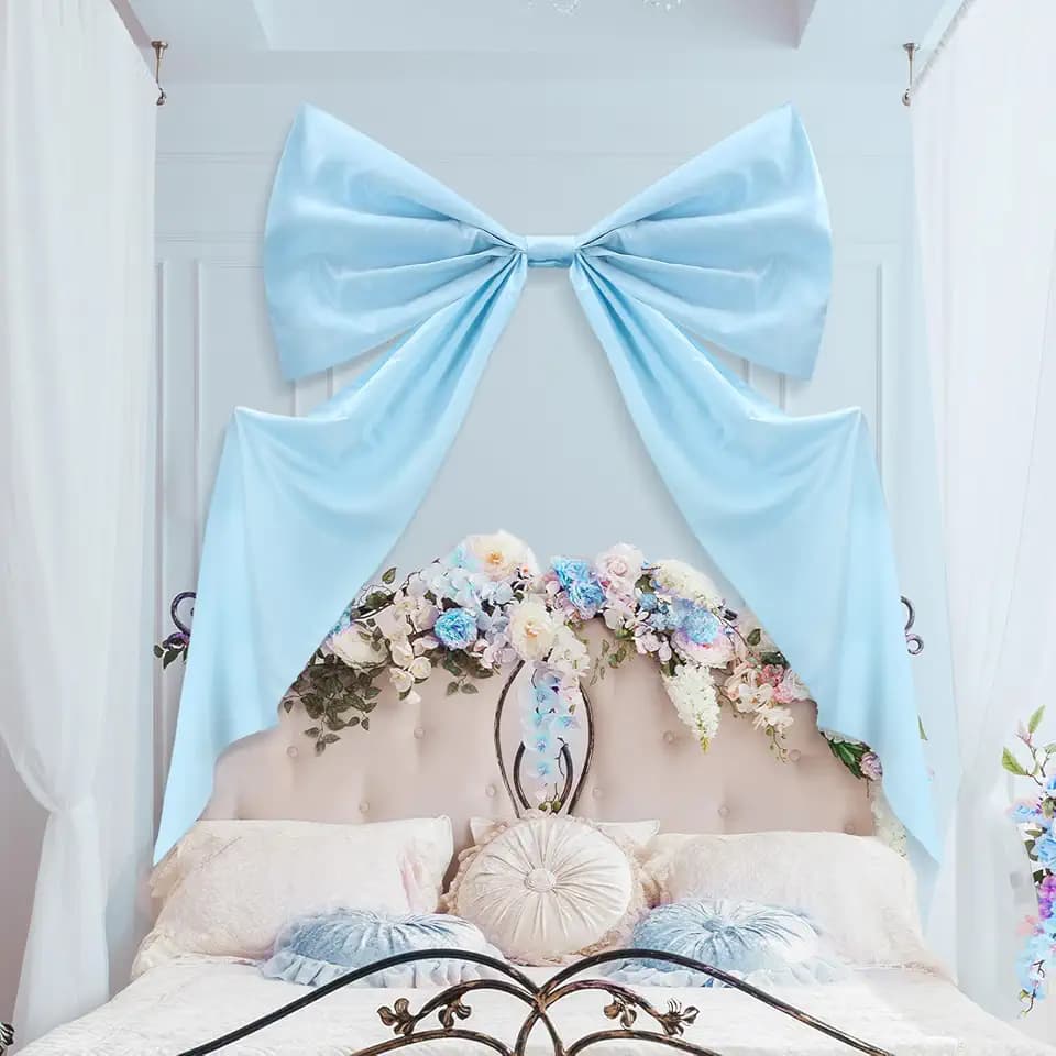 Wavwavw Giant Bow Blue Big Wall Decor, 39 x 72Inch for Weeding and Birthday