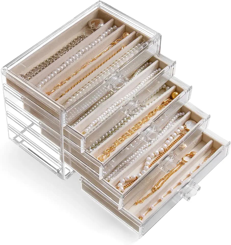 YUFONG Necklace Holder Organizer Velvet Necklace Organizer Box with Lid