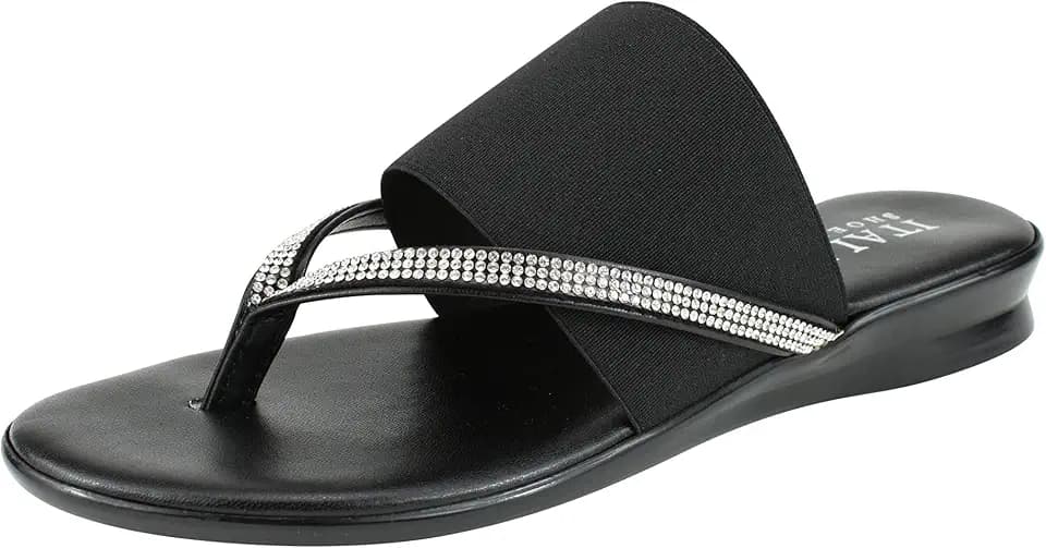 ITALIAN Shoemakers Sorbi Womens Flip Flop Slide Sandals - Dressy Shoe for Women Low Wedge Comfort Heel