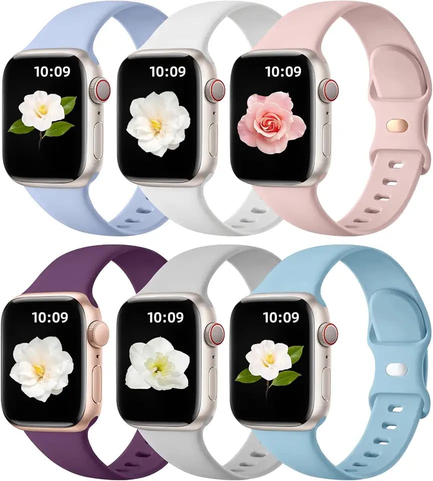 Maledan 6 Stück Silikon Armband für Apple Watch Armband 40mm 42mm 38mm 41mm