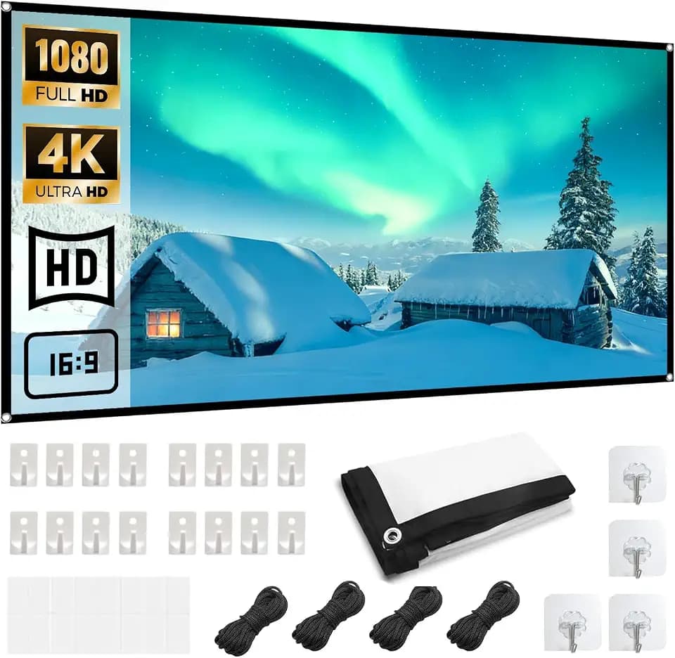 Leinwand Beamer 60 Zoll Hanging Doppelseitige Projektion 16: 9 Hd Tragbare Faltbar Anti-Falten Projektion Leinwand Für Zuhause Büro Schule Und Projektionsleinwand Outdoor
