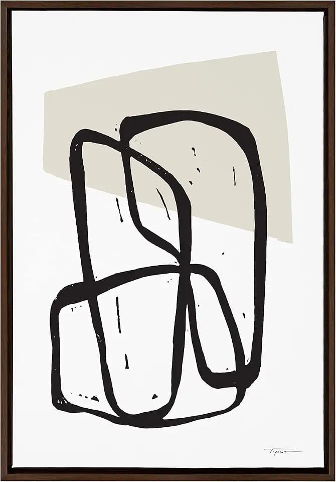 Kate and Laurel Sylvie Entangled Neutral Framed Canvas Wall Art by Statement Goods; 23x33 Brown; Decorative Modern Abstract for Wall