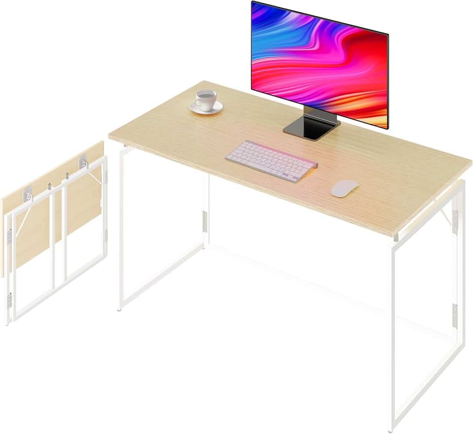 alawooder 39.4" Folding Desk: No Assembly, Wood Top for Small Spaces