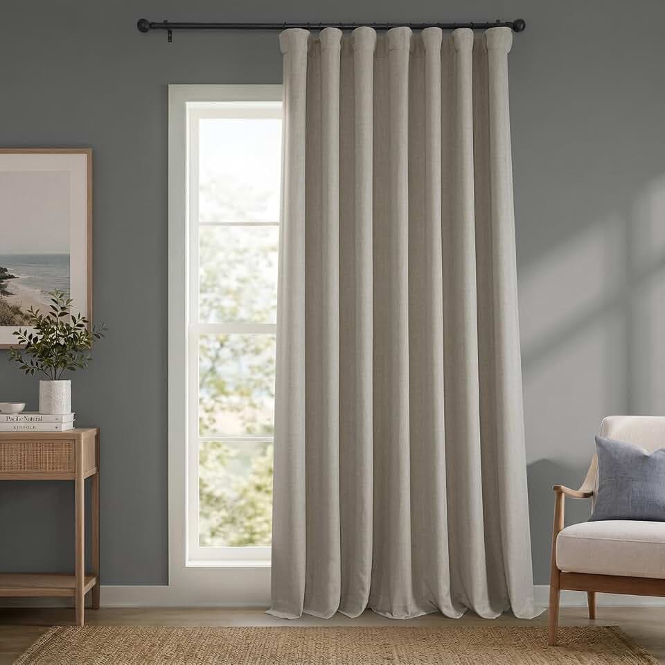 Faux Linen Extra Wide Curtains (1 Panel) - 100W X 120L, Oatmeal