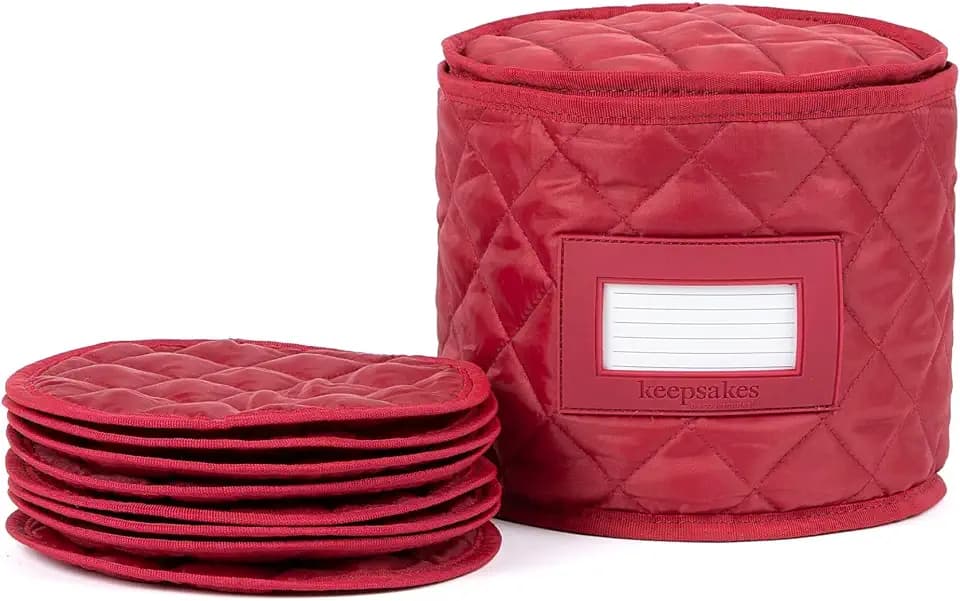 Covermates Dish Storage Case, 7.5" Diameter x 7"H, Red