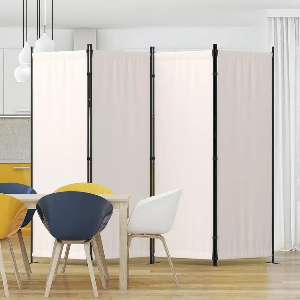 Room Divider 4 Panel Folding Privacy Screen w/ 3 Wide Feet