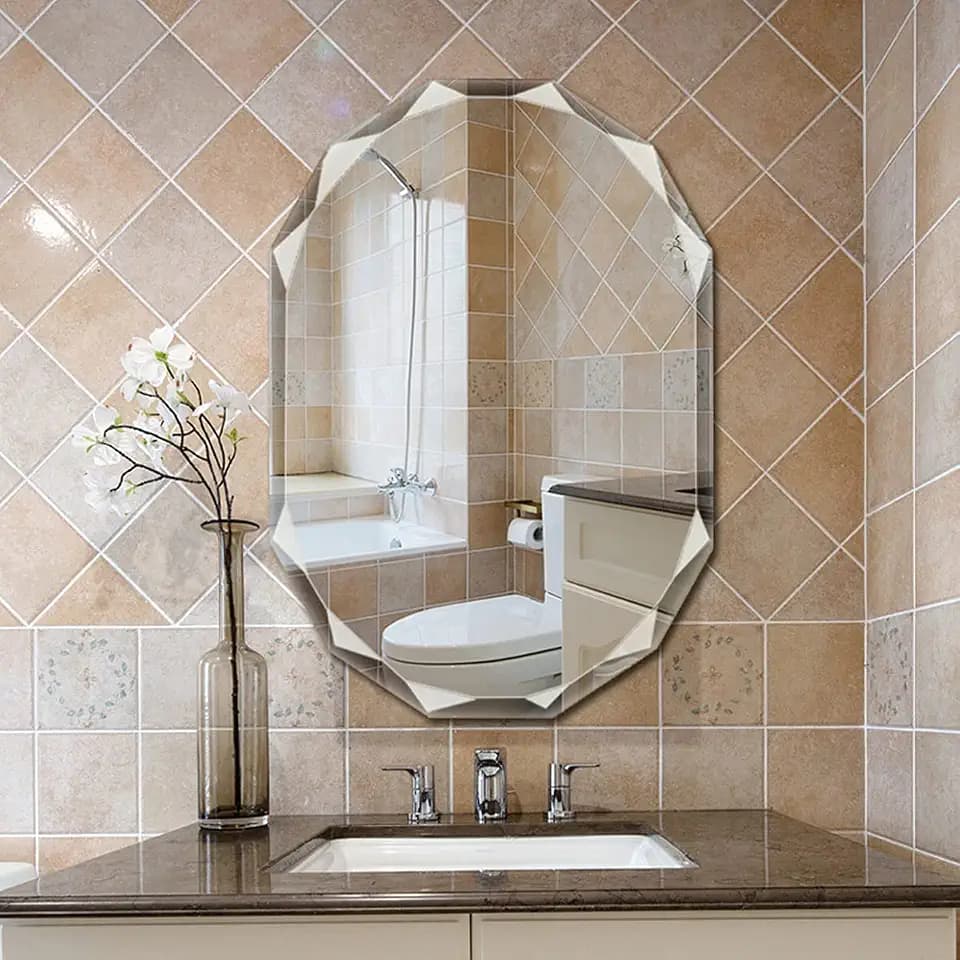 SNUGACE Frameless Beveled Bathroom Wall Mirror, 30 x 36 Inch