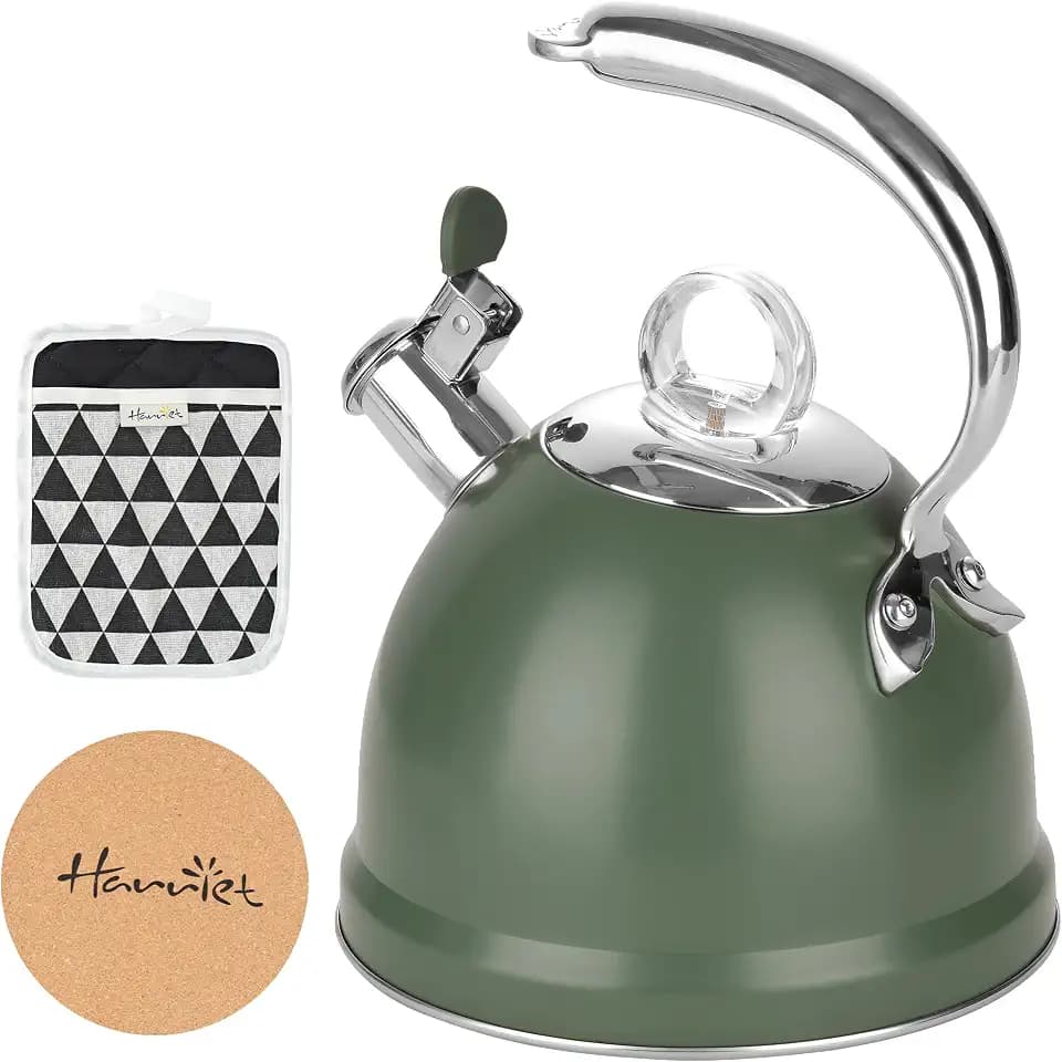 Harriet Whistling Tea Kettle for Stove Top, 2.5 QT Stainless Steel Teapot