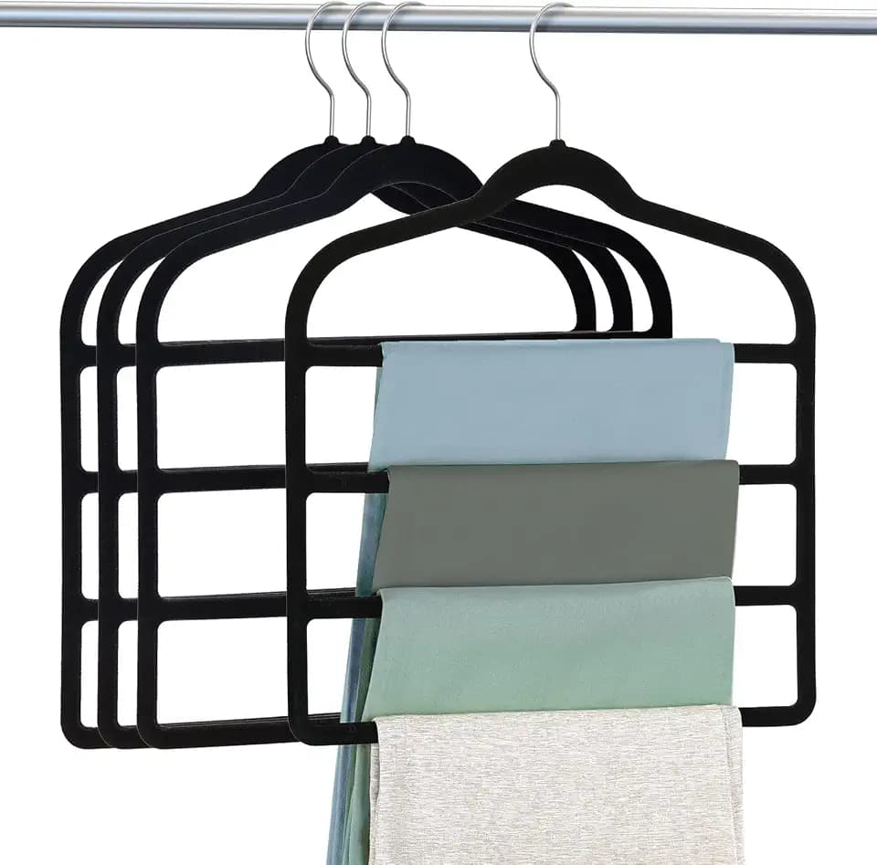 Velvet Hangers Space Saving Non Slip Pant Velvet Hangers Multi Layer Hanger
